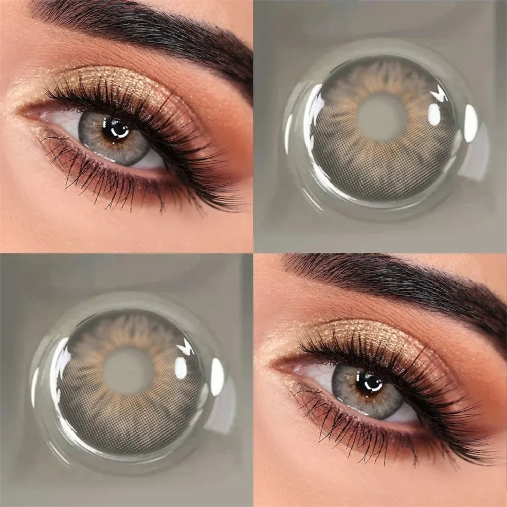 Contacts Colored Contact Lenses Lens Cosmetic Natural Brown 2Pcs 12 Months 1 Year Yearly Use