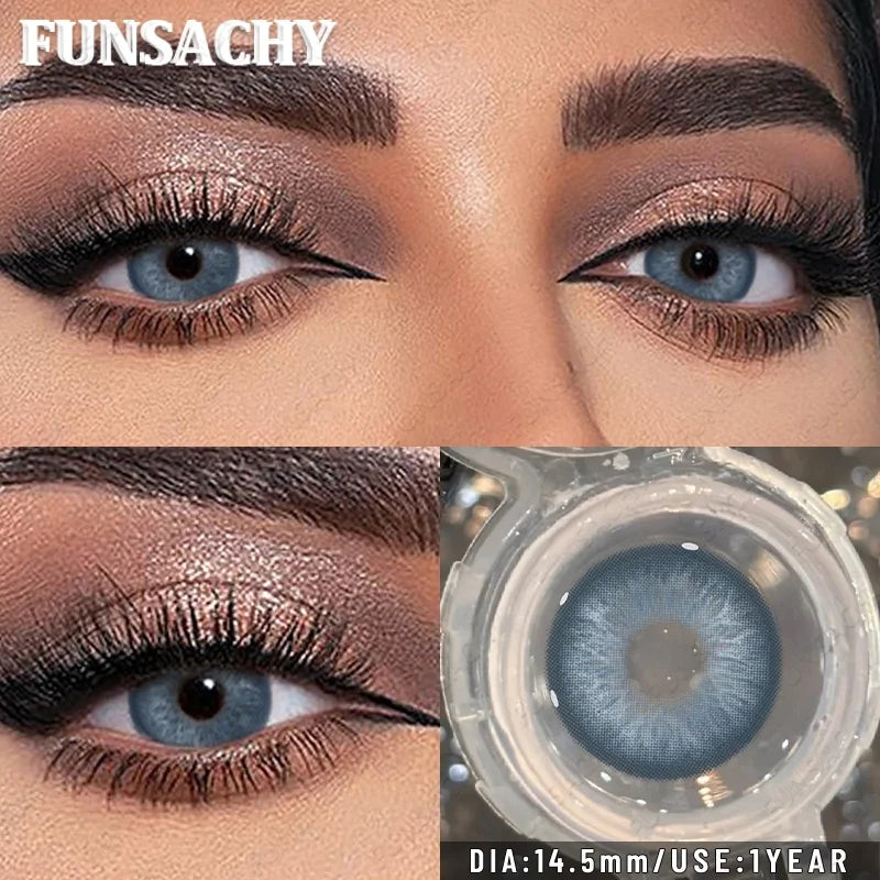 1 Pair Blue Color Contact Lenses for Eyes Women Makeup Pupils Natural Brown Gray Contact Lenses Beautiful Pupils Yearly