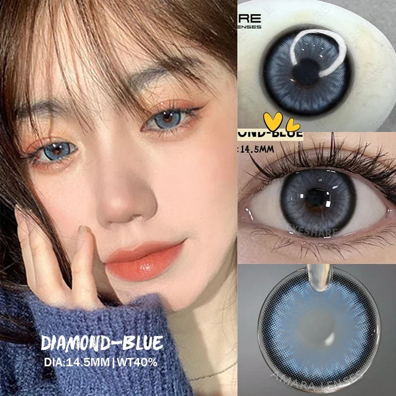 0~-6.00 Degrees 1Pair Myopia Colored Contact Lenses for Eyes Color Lenses with Diopters Prescription Lenses