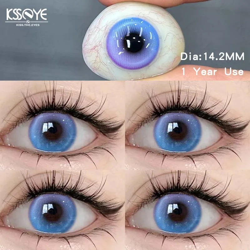 1pair Anime Cosplay Contact Lenses Color Contact Lenses for Eyes Pink Lenses Blue Pupils Halloween Beauty Makeup Contacts