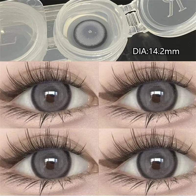 2Pcs Natural Eyes Black Contact Lenses for Eyes with Myopia Prescription Circle Soft Colored Large Diameter 14.5mm Lens