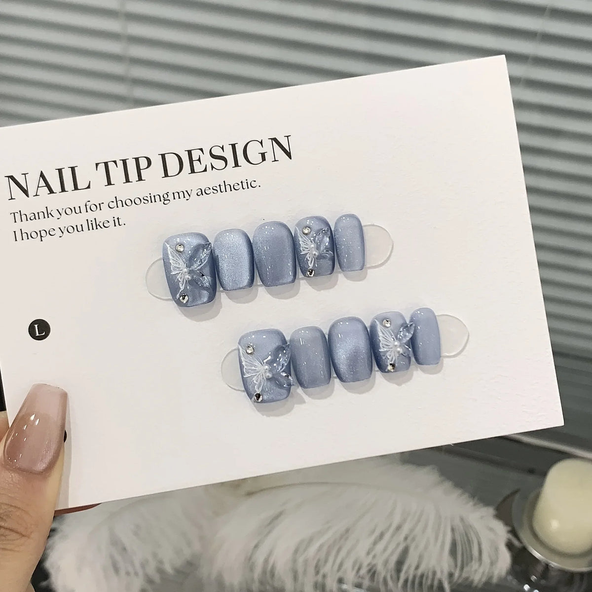 10Pcs Cute Girl Short Square Press on Nails Pink Cat Eye Nail Aurora Butterfly Strawberry Polka Dot Heart Fake Nail Tips Daily