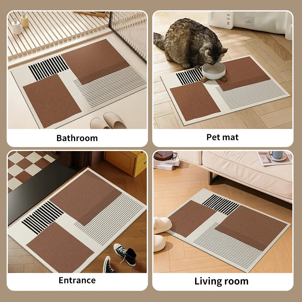 Modern Geometric Wire Loop Door Mat Water Absorbent Dirt Trapper Non-slip Rug for Home Entrance & Hallway