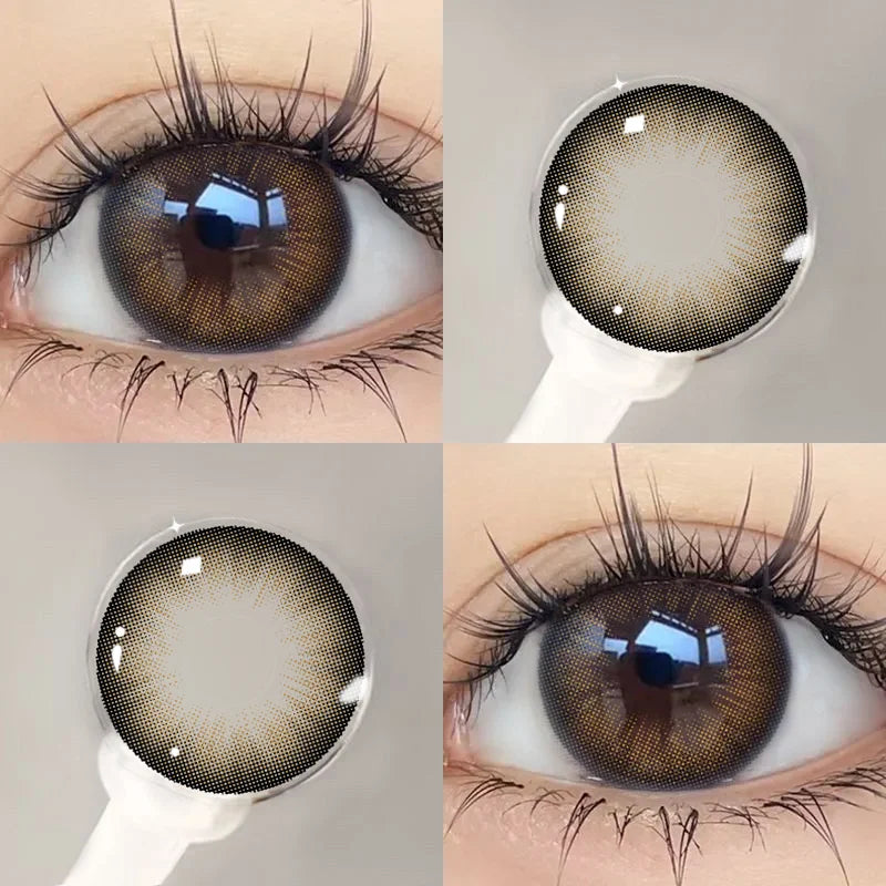 2PCS Myopia Eye Brown Lenses Contact Lenses for Eye Natural Brown Pupils Beauty Cosmetic Contacts Color Lenses Yearly