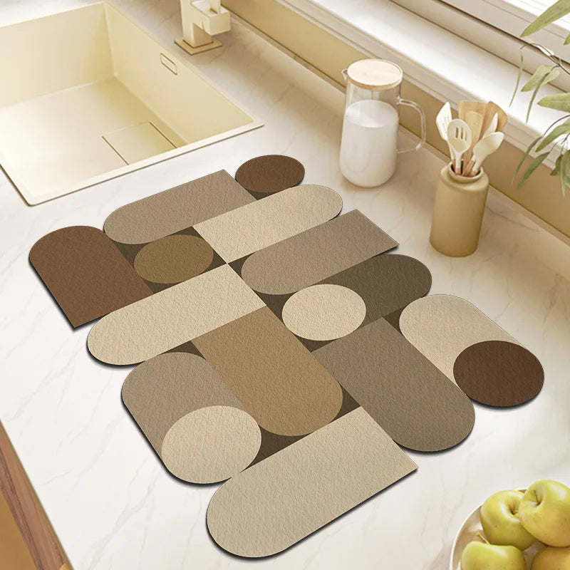 DIY Puzzle Diatomite Modular Mat Super Absorbent Quick-Dry Non-slip Stain-Resistant for Kitchen Sink