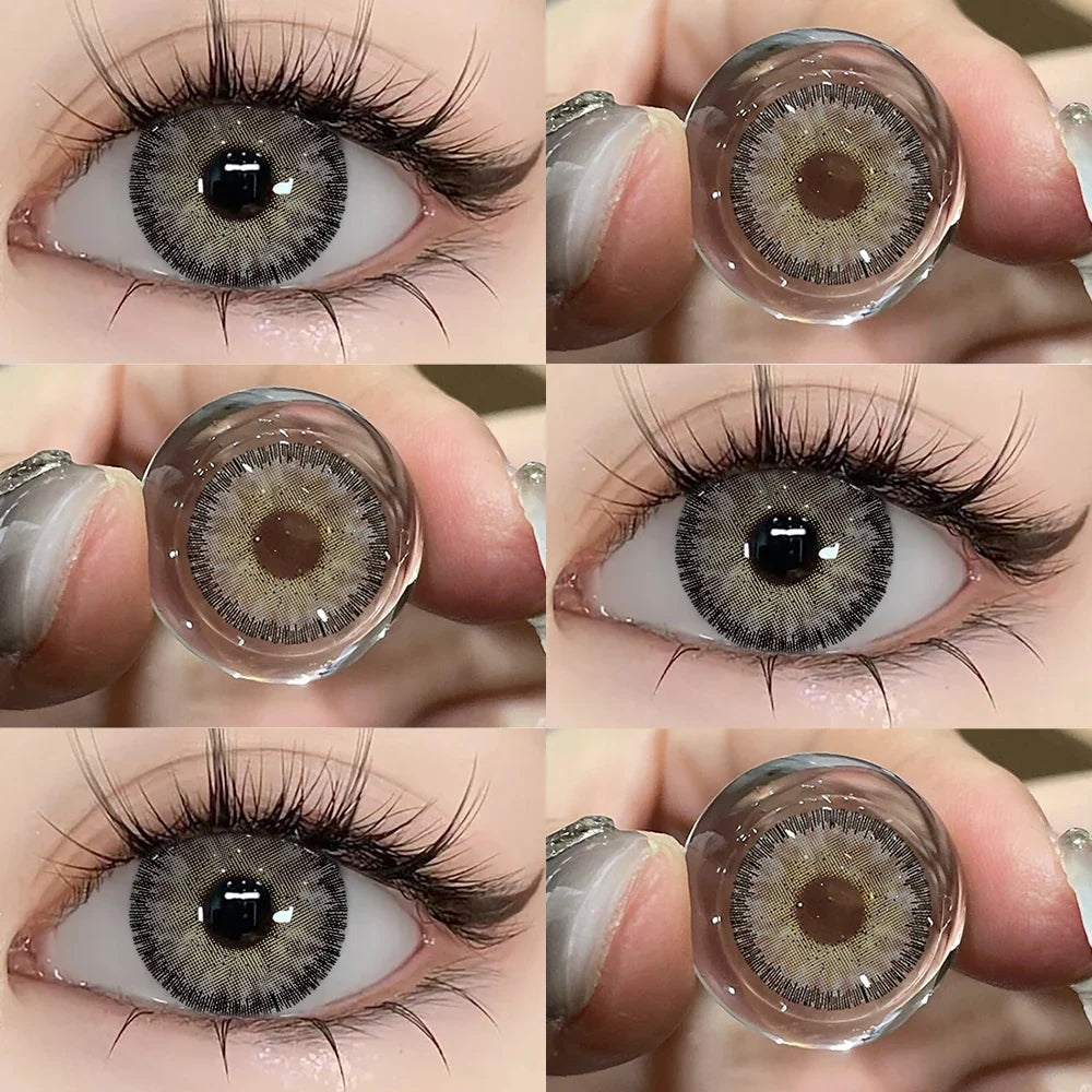New Brown Colored Contact Lenses Natural Look Green Eye Lenses Gray Contact Women Gray Lenses 2Pcs