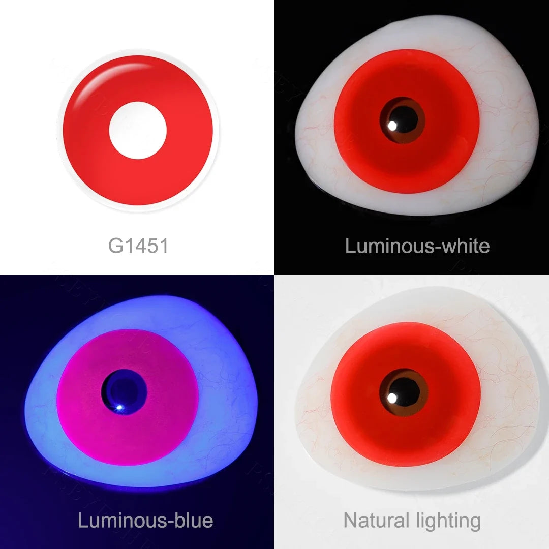 17mm Halloween Contact Lenses For Cosplay Contact Lenses Red Fluorescent Lenses Luminous Contact Lenses Yearly