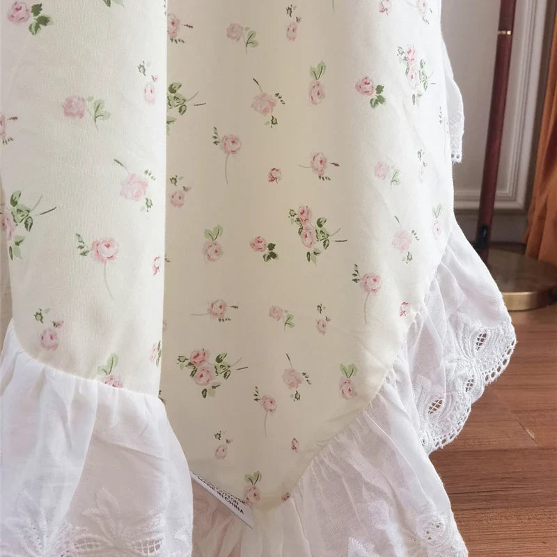 Pink Rose Tablecloth Cotton Diningtable Decorative Tablecloth Romantic French Embroidered Lace Coffeetable Sofa Cover Cloth