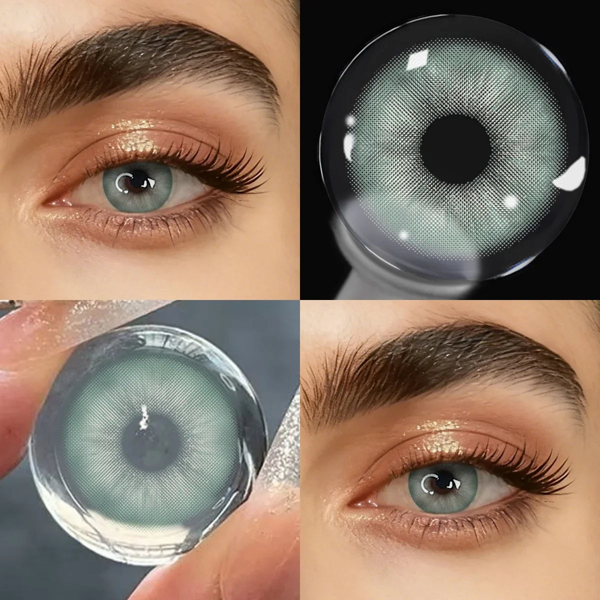 1 Pair Glacier Beauty Contact Lenses, Natural Blue Hazel Small Pupil Soft Lenses, 6-Month Wear for Eye Makeup & Daily