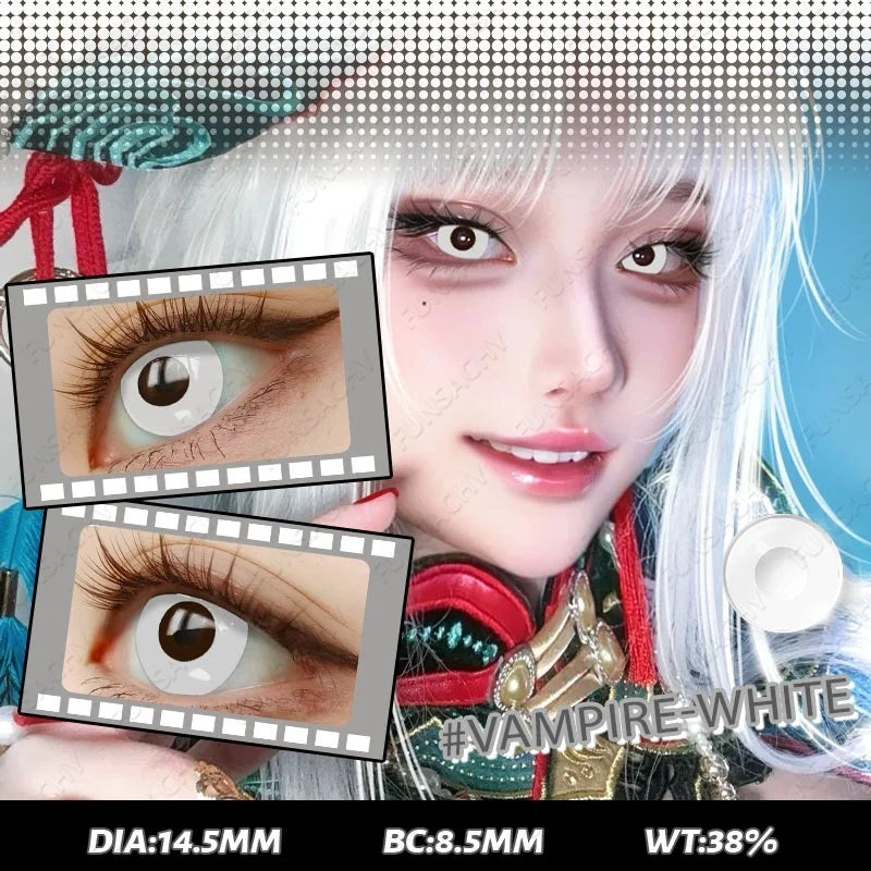 Cosplay Lenses White Black Contact Lenses for Halloween Party Makeup Contact Lens 14.0mm/14.5mm Anime Cosplay Softlens