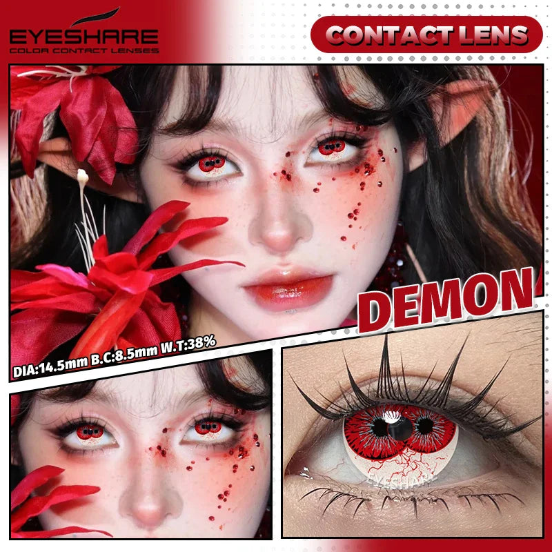 Halloween cosplay color contact lenses for eyes black/red/white Anime Accessories colorful fashion lenses