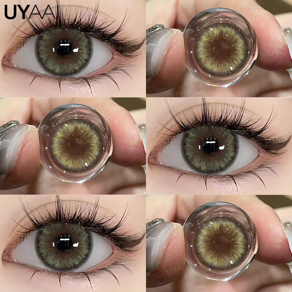 New Brown Colored Contact Lenses Natural Look Green Eye Lenses Gray Contact Women Gray Lenses 2Pcs