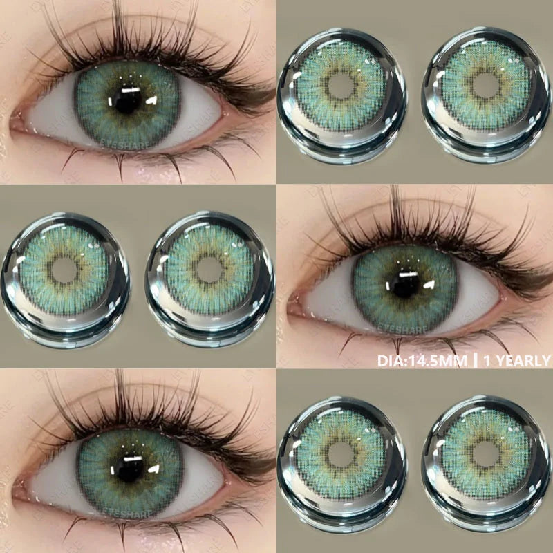 1Pair Color Contact Lenses for Eyes Natural Brown Lenses Fashion Blue Lenses Green Eye Contacts Yearly Use Eye Lens