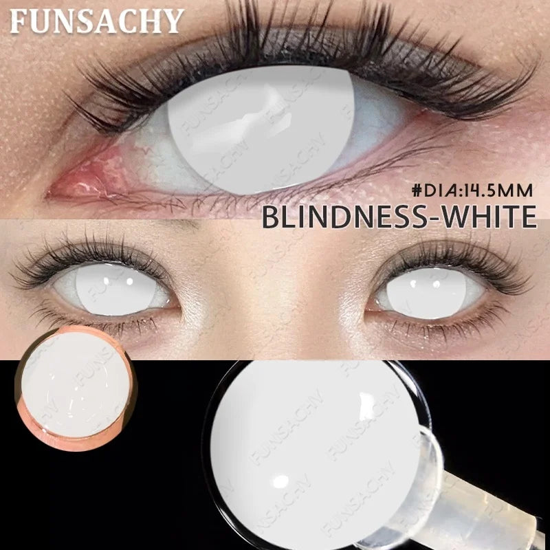 Cosplay Lenses White Black Contact Lenses for Halloween Party Makeup Contact Lens 14.0mm/14.5mm Anime Cosplay Softlens