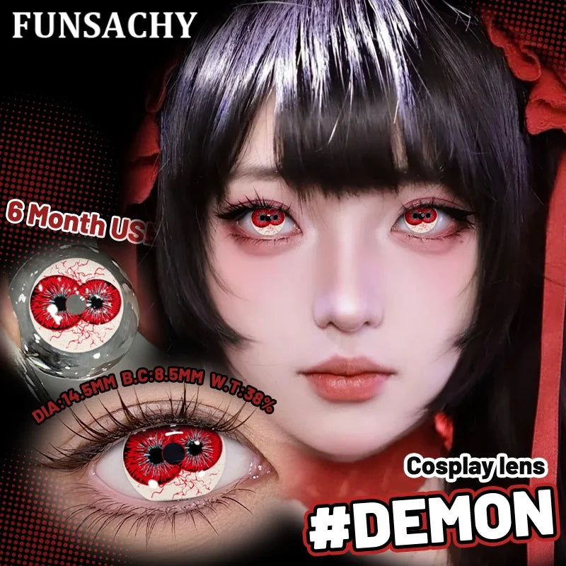 1 Pair Cosplay Demon Contact Lenses for Eyes Anime Lenses for Halloween Colorcon y2k Eye Contacts Cosmetic Red Softlens