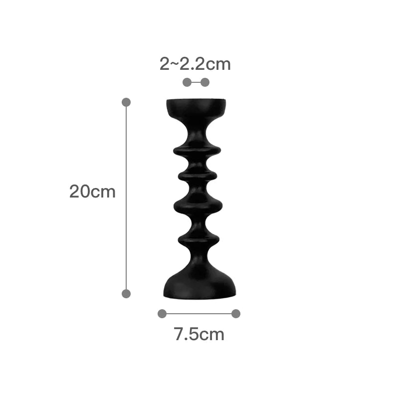 Black Geometric Solid Wood Candle Holder Tabletop Irregular Beech Decorative Ornaments Container