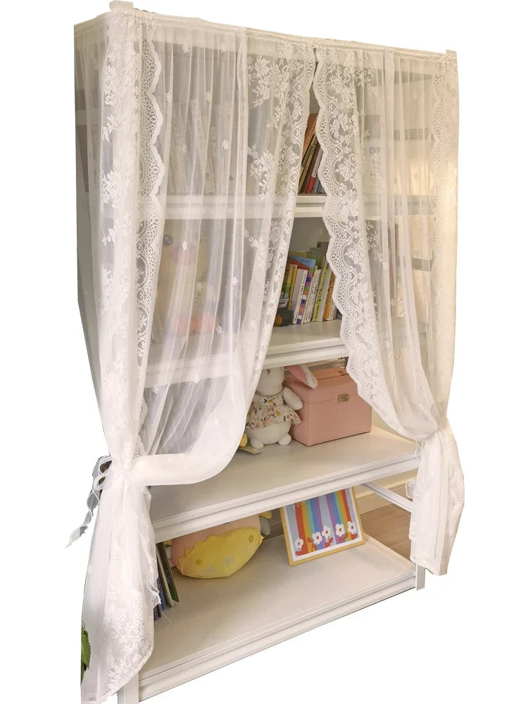 Magic Sticky Dustproof Storage Rack Curtain Folded Design Cover up Shelf Bookcase Iron Frame Disguise Curtain Home Decor