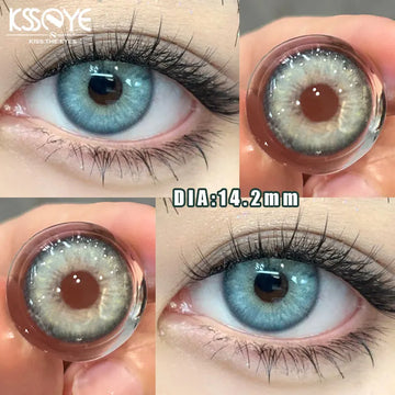 2Pcs Korea Colored Contact Lenses Prescription Myopia Degree -0.00 to-8.00 Blue Makeup Soft Lens Eye Beauty Pupil Lan Cat