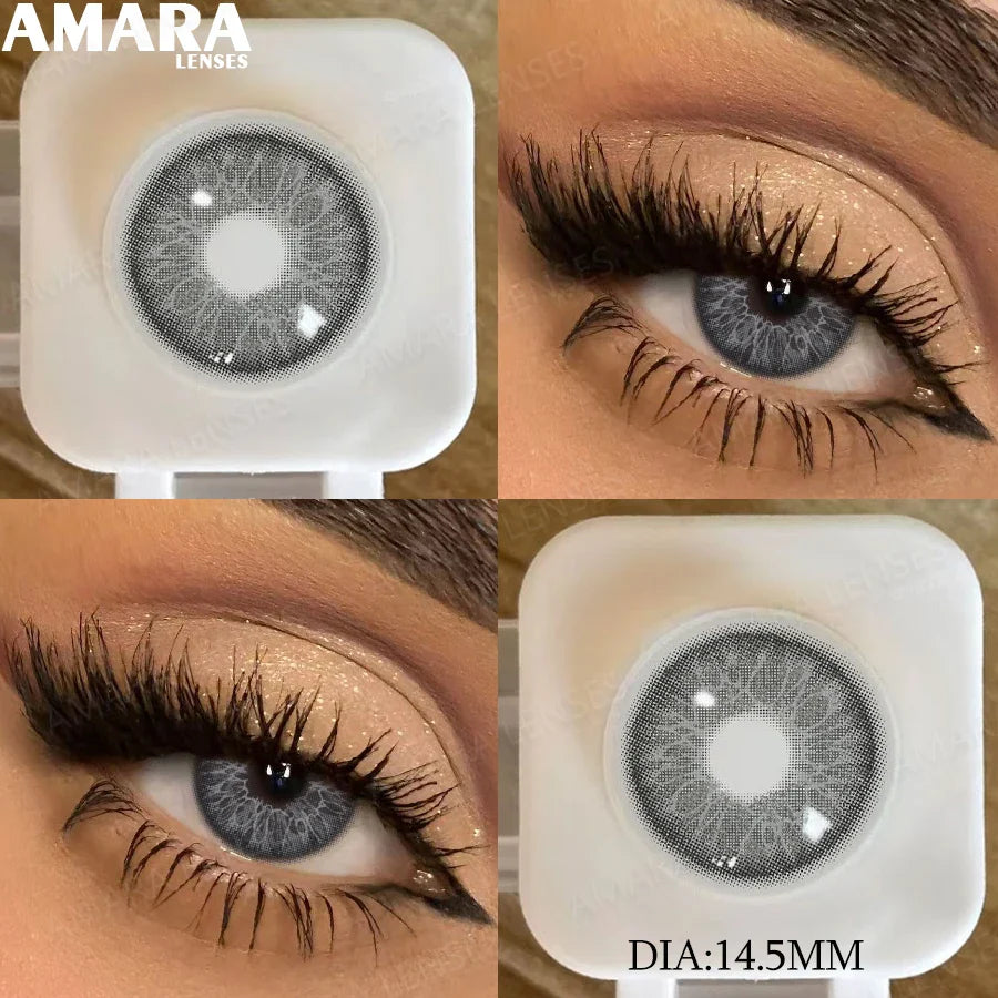 1 pair New Baby Blue Contact Lenses for Eyes Natural Brown Pupils Cosmetic Grey Lenses Green Lens Yearly Big Eyes 14.5mm