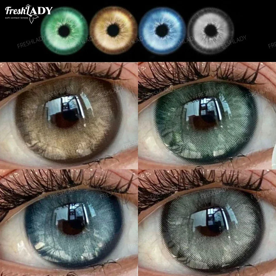 1 Pair Najia Series Colored Contact Lenses Natural Brown Pupils Blue Eyes Contact lenses Gray Soft Contacts 14.20mm