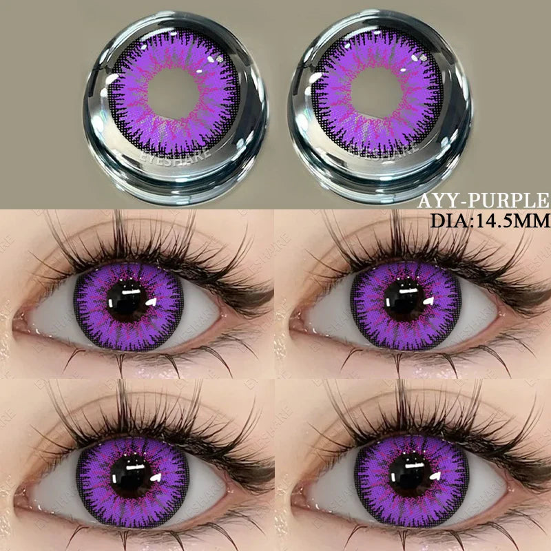 1 Pair Colored Contact Lenses Cosplay Colorful Contact Red Eyes Anime Contact Green Lenses Halloween Purple Contact