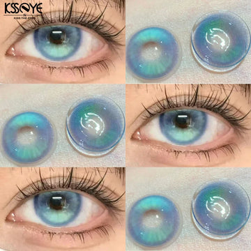 2PCS New Blue Prescription Contact Lenses with Diopters Fashion Pupils Cosmetics Eye Red Korean Lens High Quality Lenses