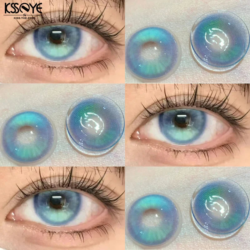 2PCS New Blue Prescription Contact Lenses with Diopters Fashion Pupils Cosmetics Eye Red Korean Lens High Quality Lenses