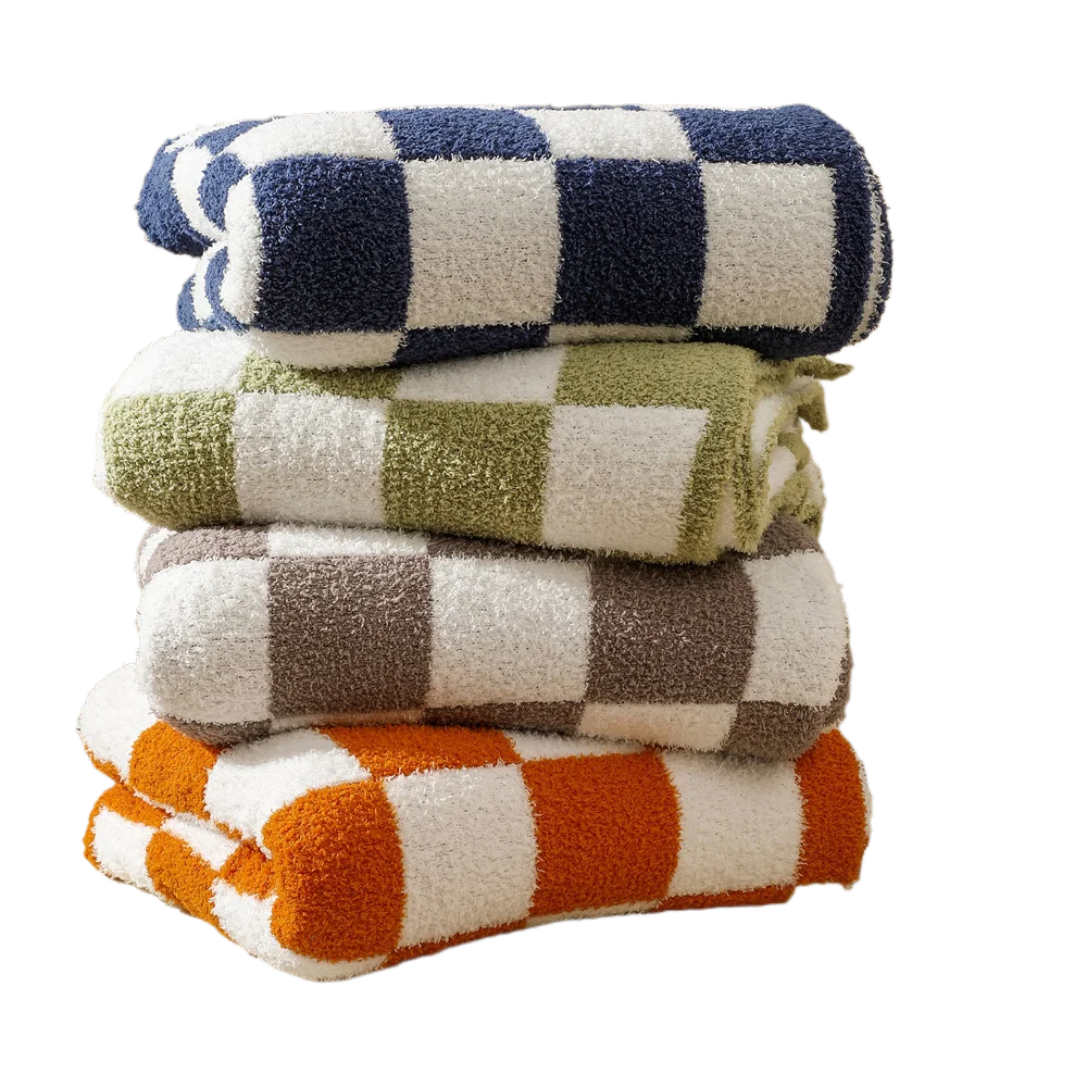 Textile City Ins Nordic Sofa Blanket Checkerboard Plaid Velvet Throw Blanket Home Sofa Cover Knitted Blanket 150x200cm