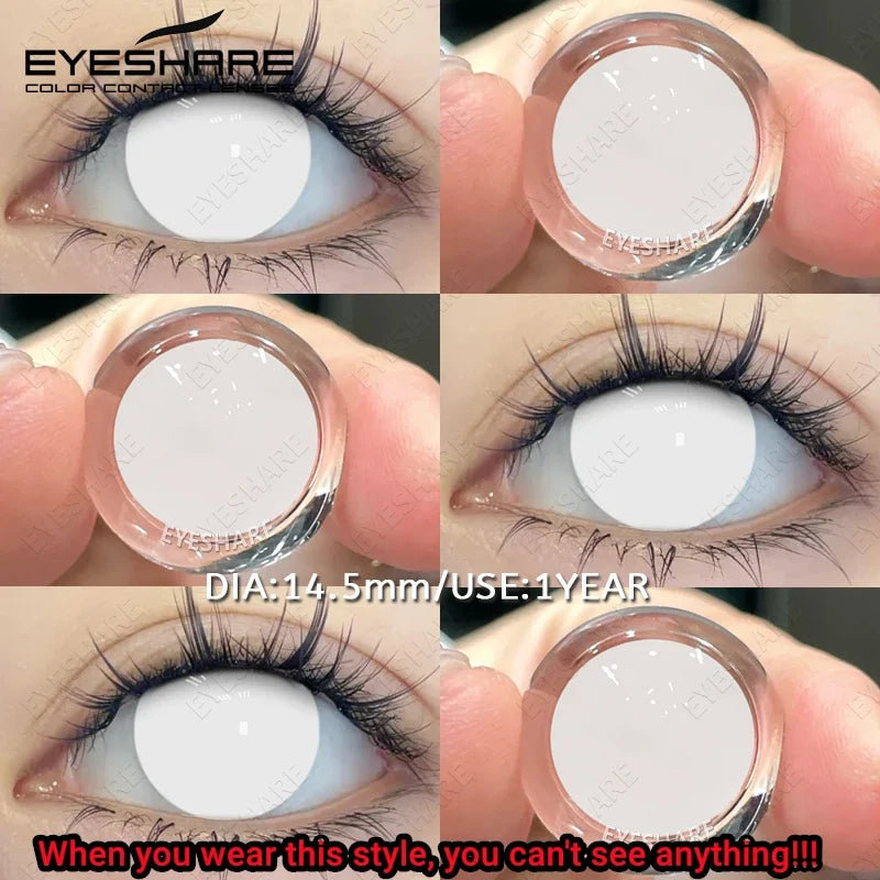 EYESHARE 1Pair Cosplay White Lenses Halloween Color Contact Lenses Red Eye Makeup Lenses Crazy Contact Lenses Black Eyes Lens