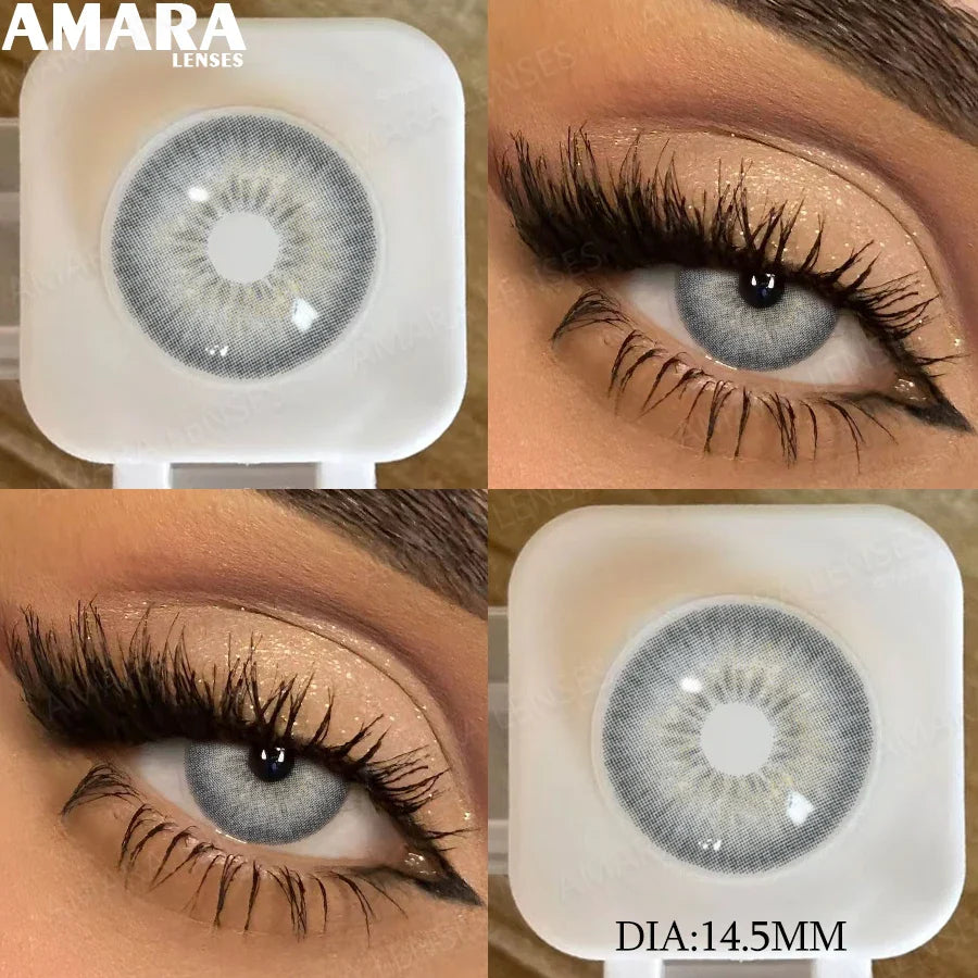 1 pair New Baby Blue Contact Lenses for Eyes Natural Brown Pupils Cosmetic Grey Lenses Green Lens Yearly Big Eyes 14.5mm
