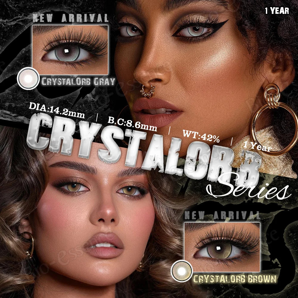 New 1 Pair Coloured Contact Lenses Brown Eye Pupils with Graduated Lens Coloured Contact Lenses for Eyes Grey Lenses