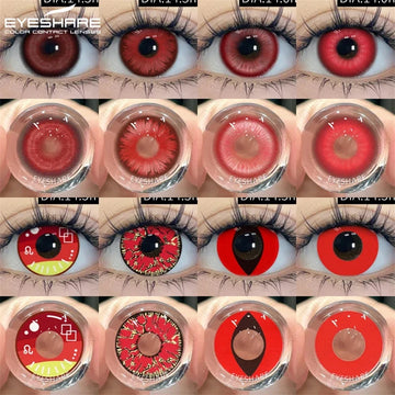 Halloween Red Contact Lenses 2PCS Crazy Style Coplay Color Contact Lenses for Eyes Anime Accessories Red Beauty Lenses