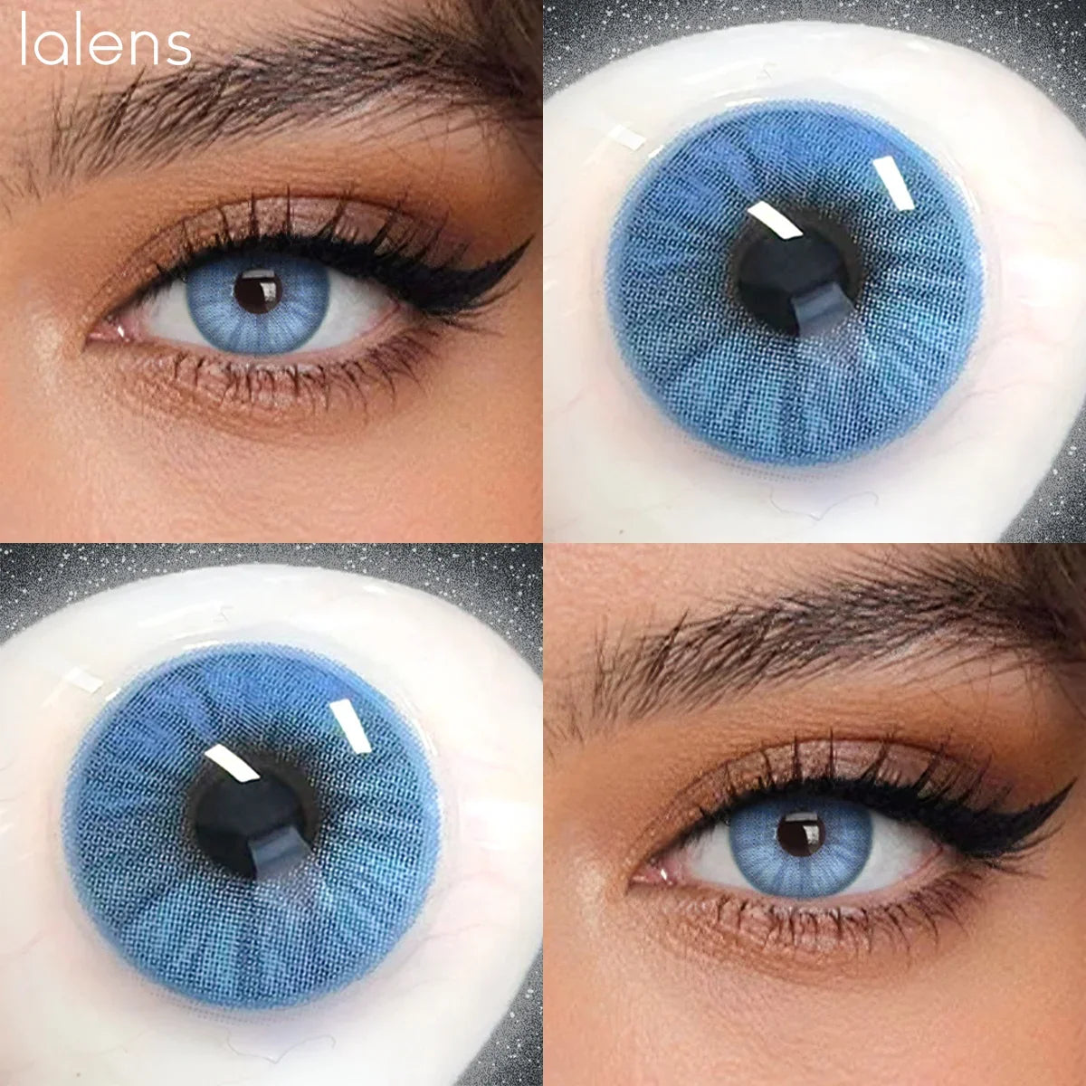 Colored Contact Lenses with Prescription 6 Months Disposable Blue Soft Contacts for Eyes Natural Makeup Lens