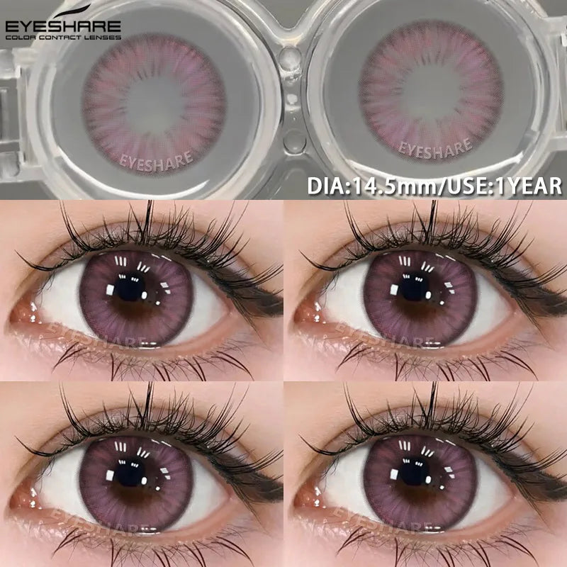 1 Pair Colored Contact Lenses Pink Contact Lenses Purple Fashion Makeup Contact Lenses Eye Cosplay Lenses Yearly Use