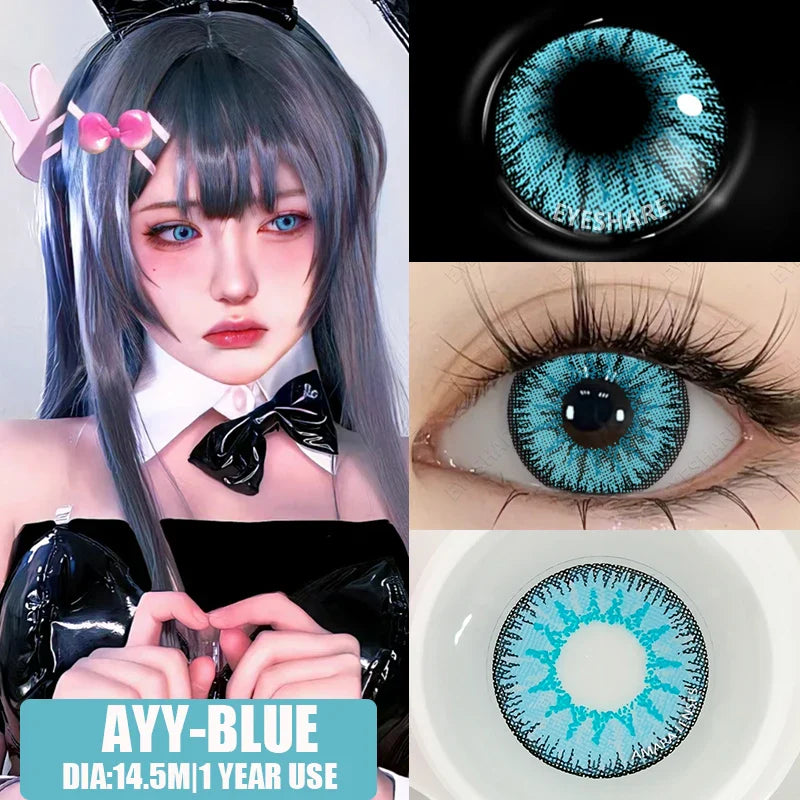 Contact Lenses 1 Pair Green Lenses Red Lens Cosplay Colored Lenses Anime Blue Lens Halloween Colorful Makeup Eye Cosmetic