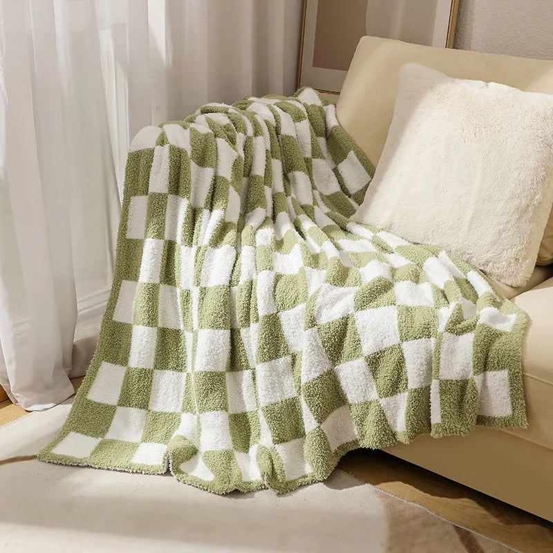 Textile City Ins Nordic Sofa Blanket Checkerboard Plaid Velvet Throw Blanket Home Sofa Cover Knitted Blanket 150x200cm