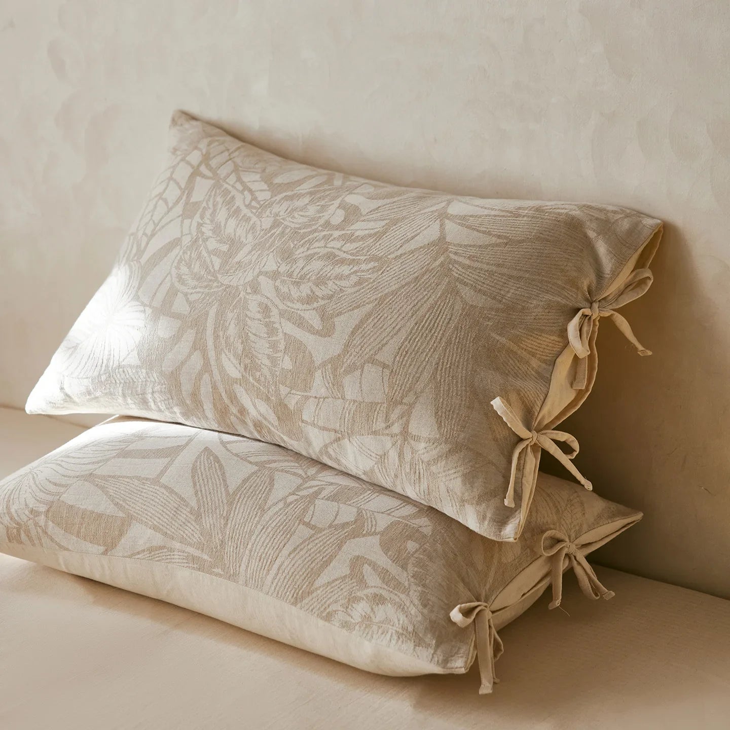 2 Pcs Class A  Linen Cotton Pillow Cases Wabi-sabi Aesthetic Beige Pillowcase for Bed Skin-friendly Bed Sleep Pillow Cover 48x74