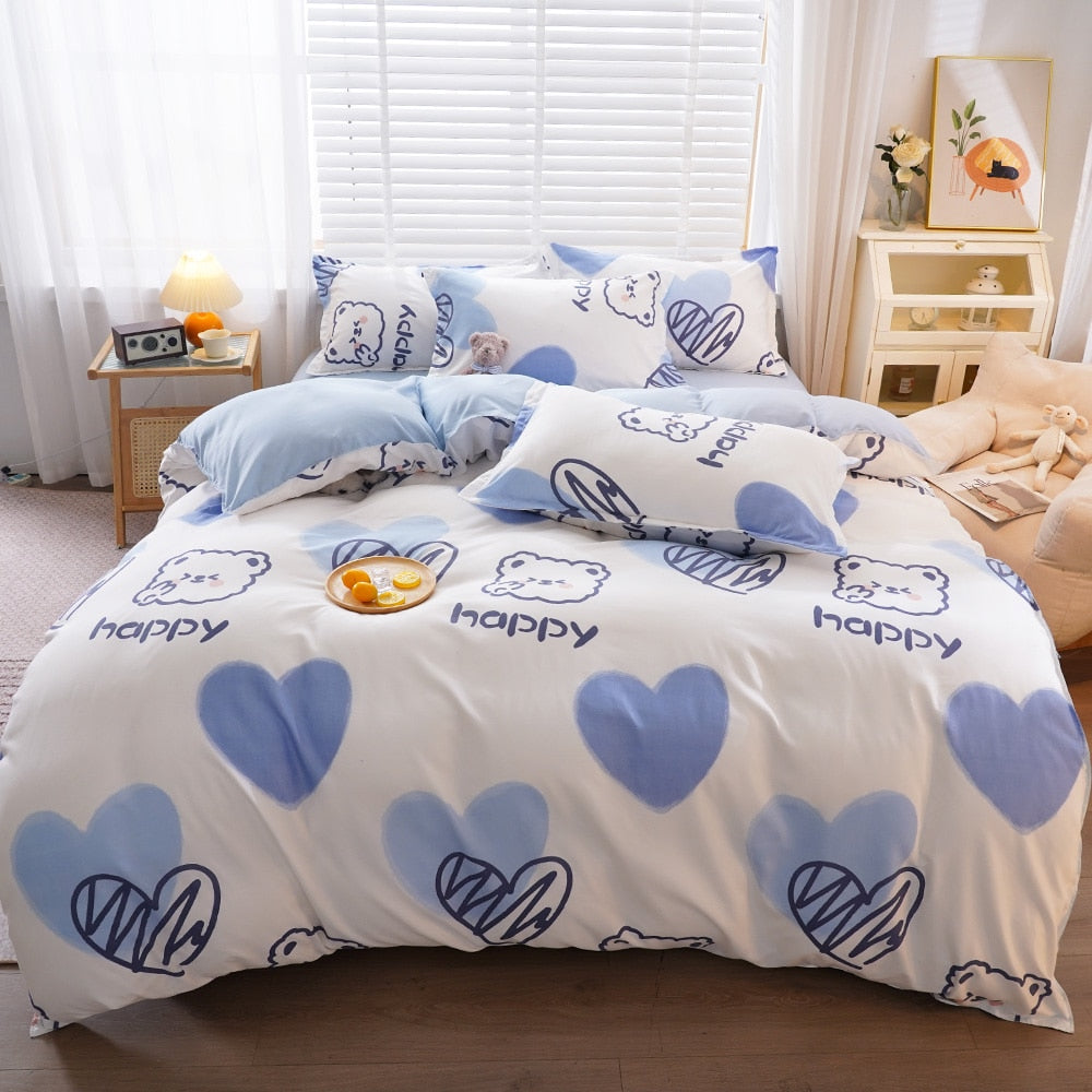 Nordic bedding set double bed set 4 pieces blanket cover duvet cover set pillowcases linen sheet king size 150 90