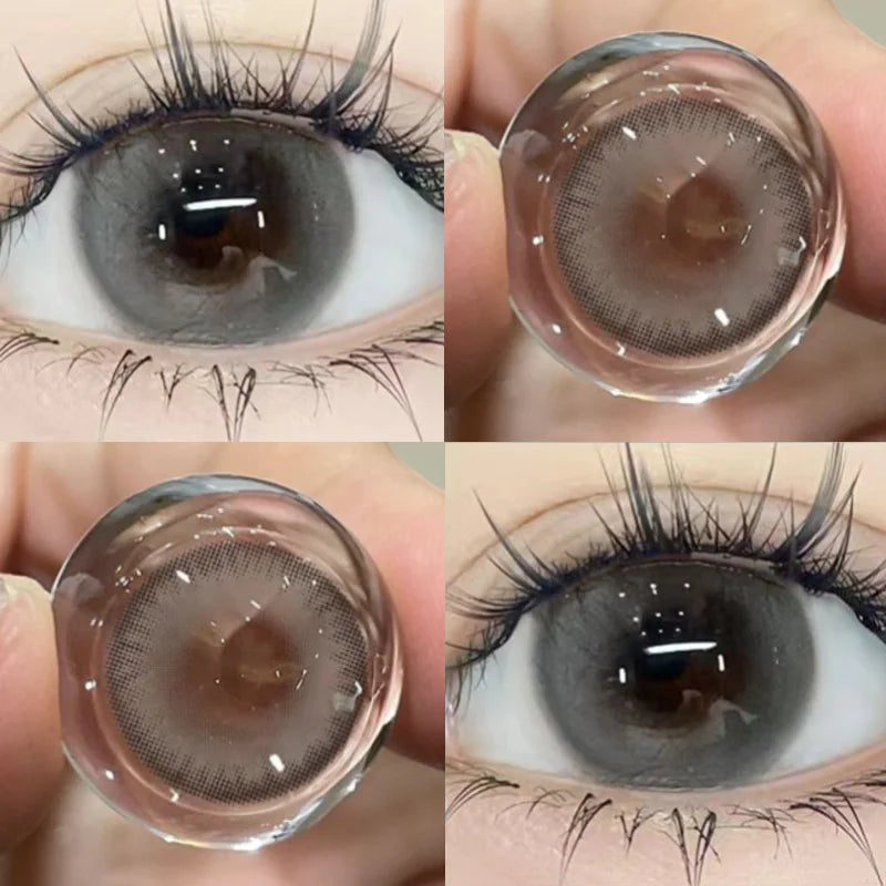 2pcs/Pair Color Contact Lenses with Degree Myopia Lenses Grey Lens Comestics Natural Eyes Lenses Beauty Pupils Yearly