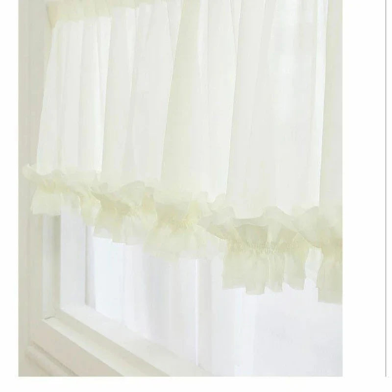 Window Valance White Linen Ruffle Short Curtain Kitchen Decor Rod Pocket Farmhouse Rustic Sheer Valances W150xL60cm 1pc