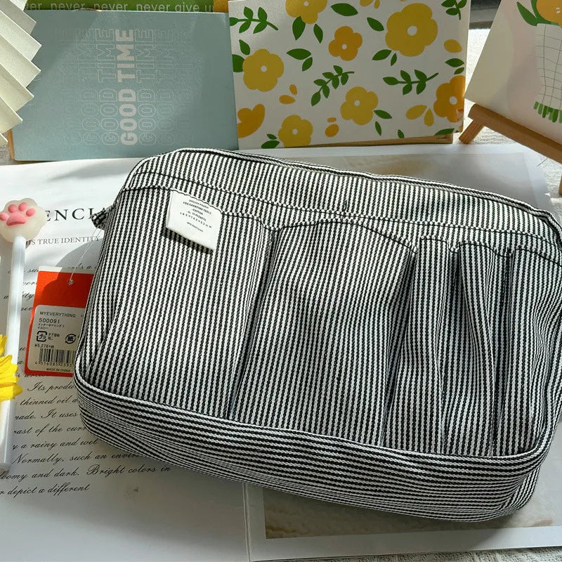 Large Capacity Canvas Storage Bag Simple Design For High School Students Multi-Layer Pencil Case And Bag For Boys And Girls