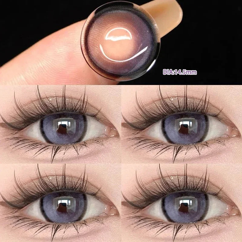 1 Pair Colored Contact Lenses with Myopia for Eyes Lenses Purple Pupils Beautiful Prescription Cosmetic Free Shipping