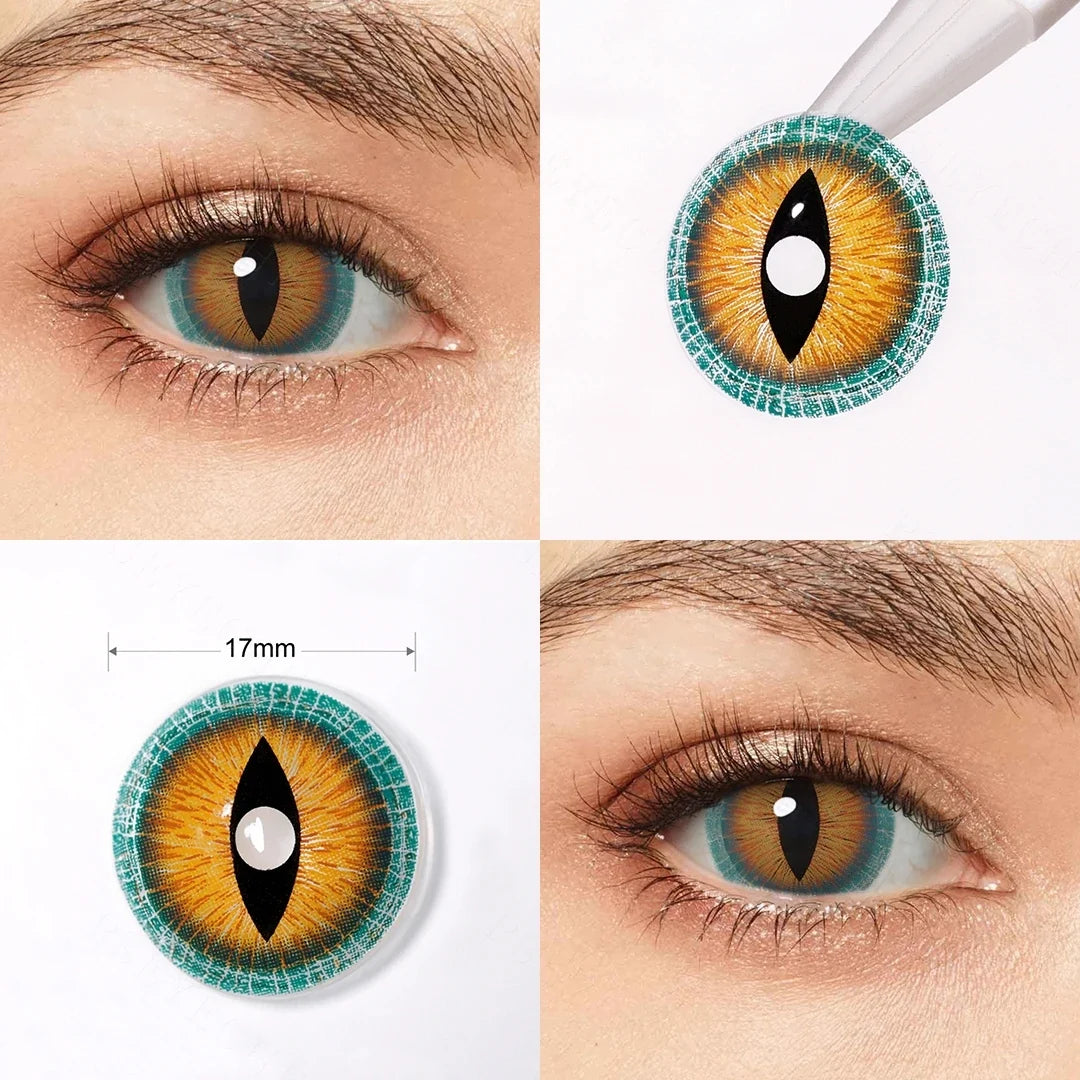 17MM Color Halloween Contact Lenses For Eye Green Cat‘s Eye Red Blue Lenses Cosplay Contact Lenses Eyes Beauty Makeup