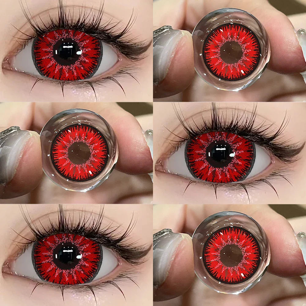 1 Pair Cosplay Pink Lenses for Eyes Anime Lenses for Halloween Nezuko Colorcon y2k Eye Contacts Cosmetic Red Lens Cosplay