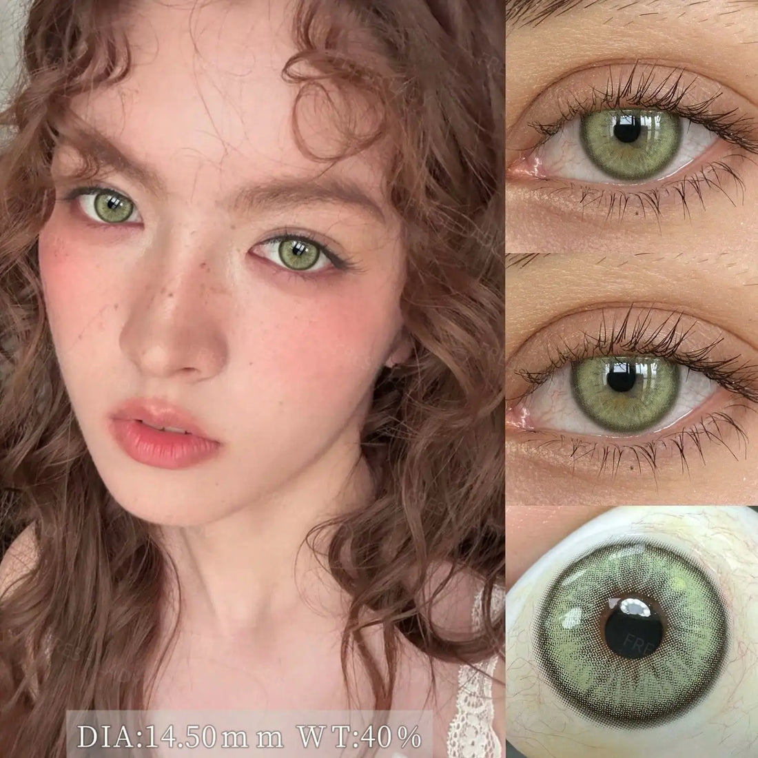 1 Pair Brown Colored Contact Lenses Natural Green Pupils Eyes Contact lenses Big Eyes Soft Contacts 14.20-14.50mm