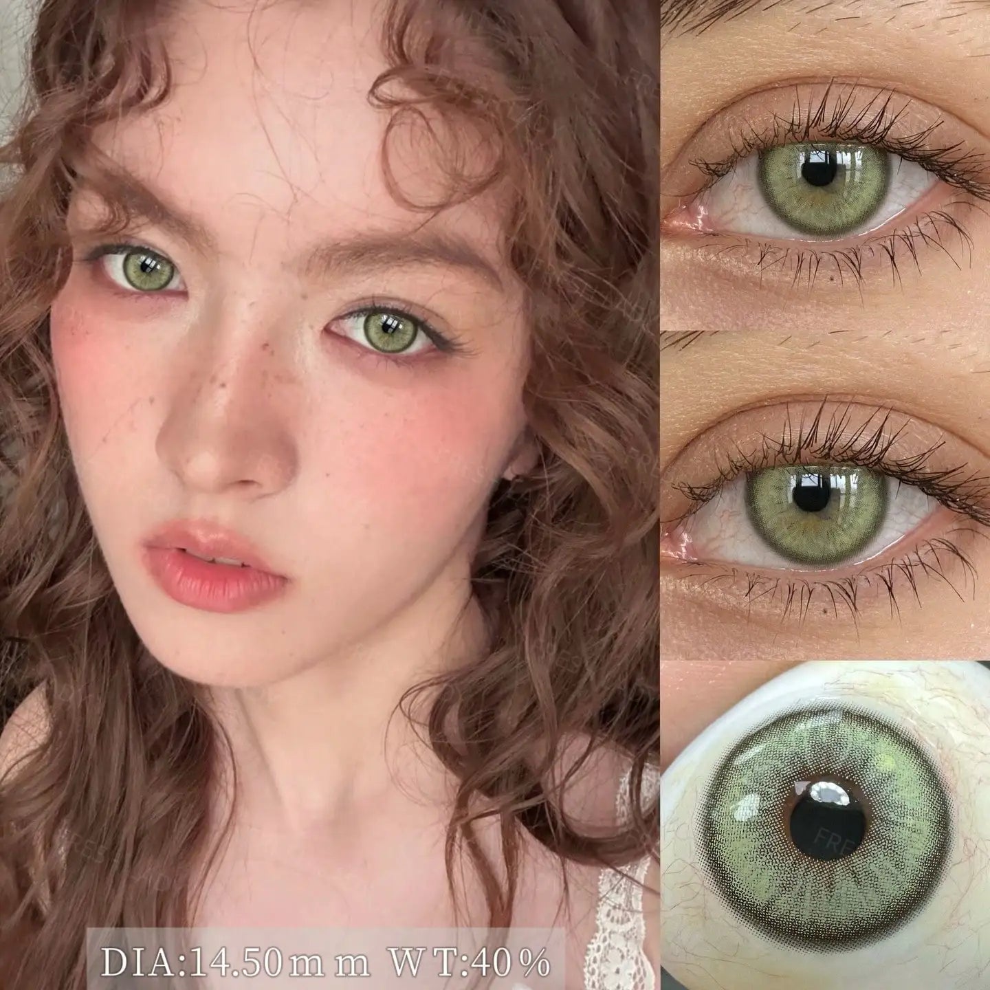 1 Pair Brown Colored Contact Lenses Natural Green Pupils Eyes Contact lenses Big Eyes Soft Contacts 14.20-14.50mm