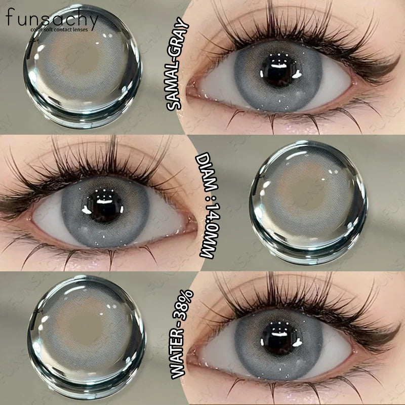 2PCS Colored Eye Lenses Brown Colorcon Contact Lenses Grey High Quality Natural Pupils Blue Cosmetic Beauty Lens Yearly