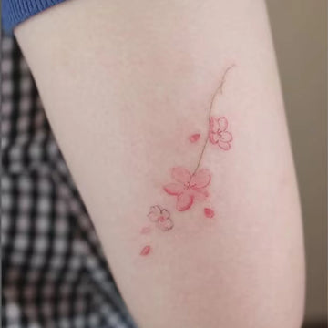 Watercolor Cherry Blossom Petal Tattoo Sticker Gradient Effect Waterproof Sweatproof Non-reflective Temporary Tattoo