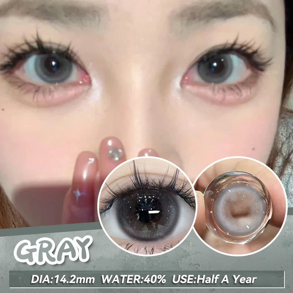 (2pcs)1Pair Myopia Color Contact Lenses for Eyes Fashion Prescription Lenses Beauty Pupils Blue Green Brown Grey Lenses