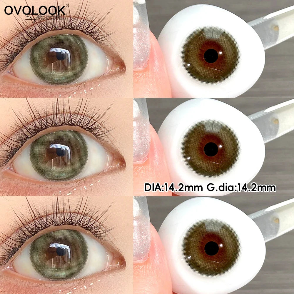 Dewy Strawberry Pink Brown Contact Lens Half Year Center Glint Gradient Lens For Sweet Girly Date Daily Fashion Makeup